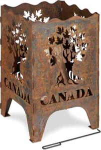 Relaxdays Fockbek Feuertonne mit Motiv 46 cm Lebensbaum Canada